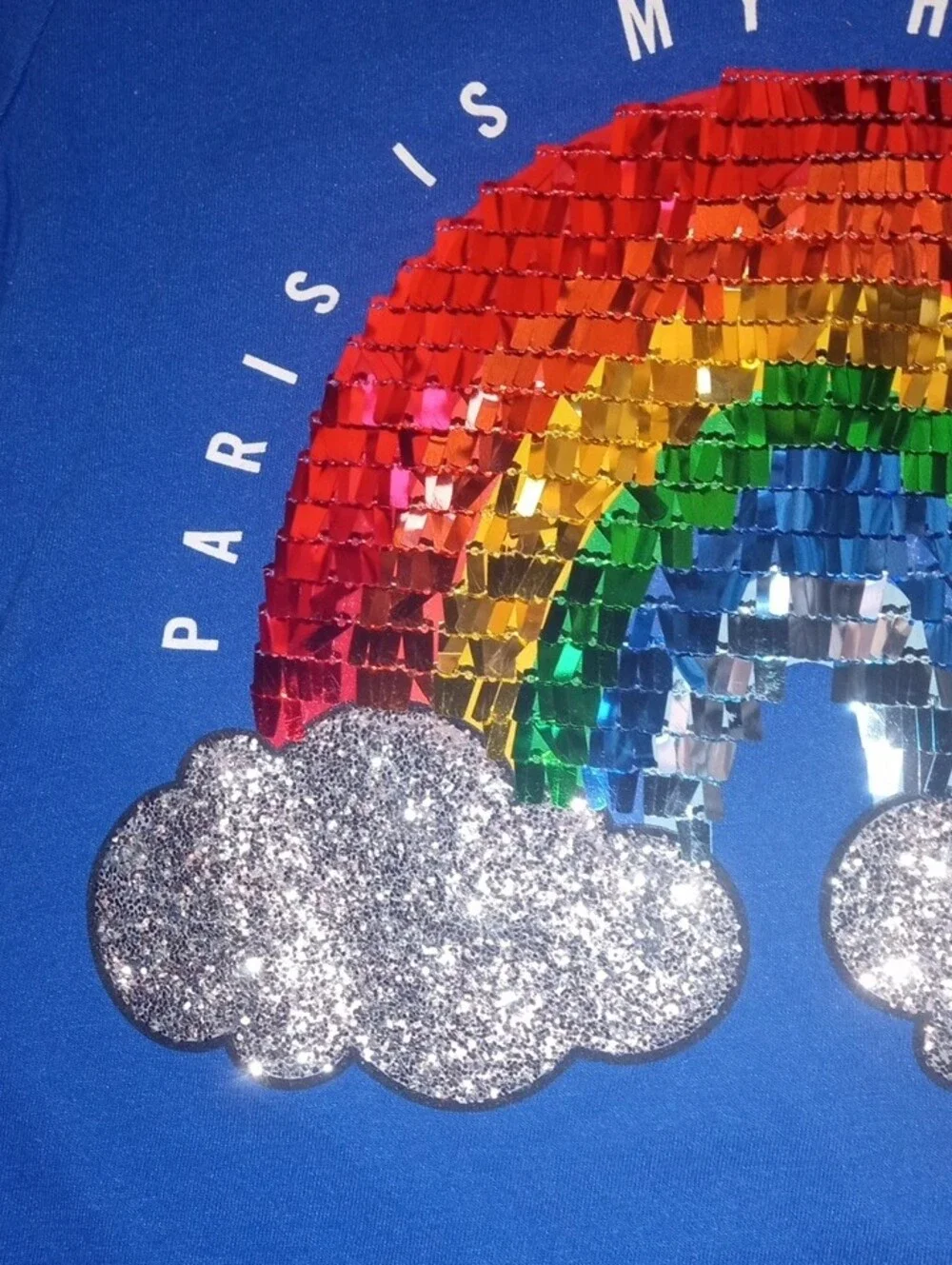 Justice Royal Blue Sequin Rainbow Tee And Royal Blue Skirt Outfit